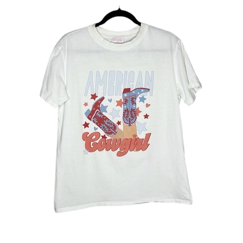 Pink Lily American Cowgirl Oversized Graphic Print Tee size Small